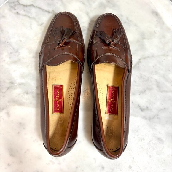 Cole Haan Men's Pinch Tassel Brown Leather Loafers Slip-On Dress Shoes Size 11 - Picture 8 of 10